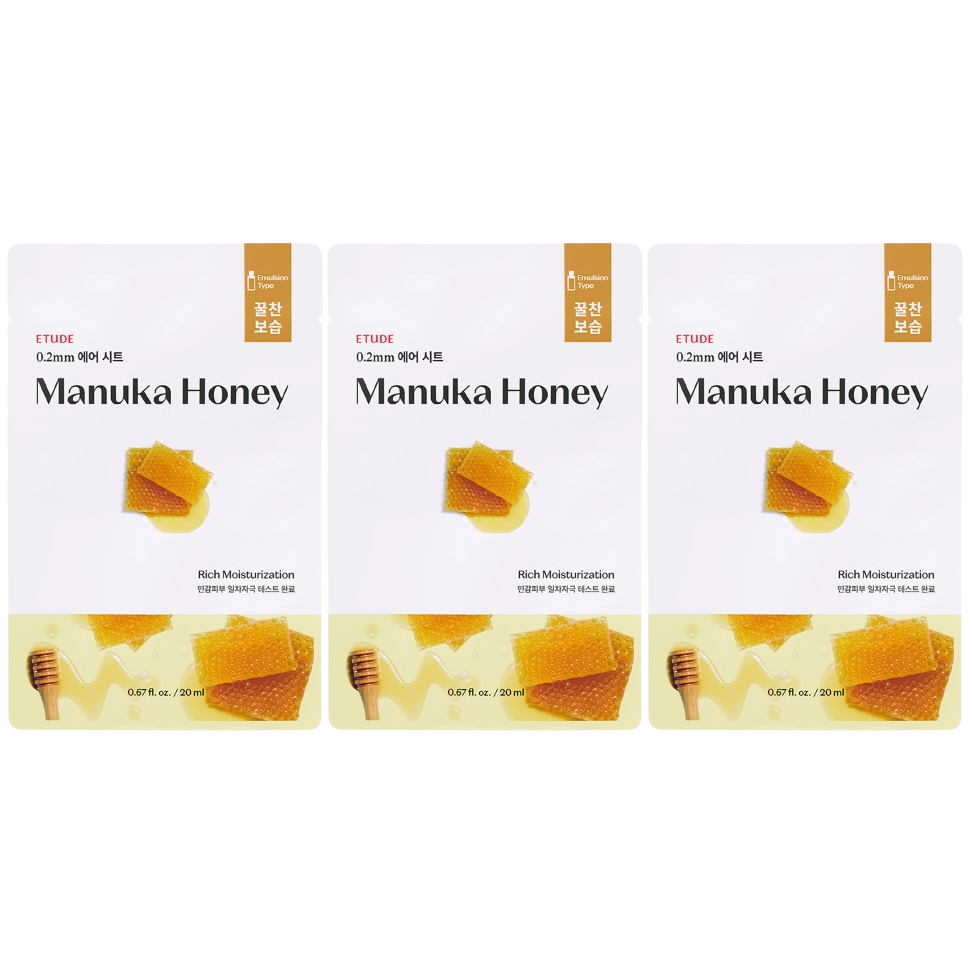 Etude - 0.2mm Air Mask Manuka Honey 20ml. (Pack of 3)