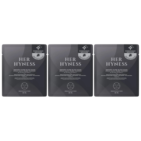 Her Hyness - Instant Glow Black Mask with Royal Jelly, Pearl Powder & Olive Extract 25ml. (Pack of 3)