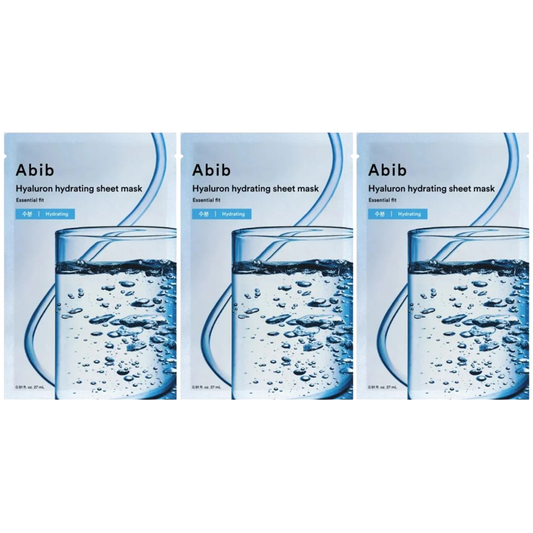 Abib - Essential Fit, Hyaluron Hydrating Sheet Face Mask 27ml. (Pack of 3)