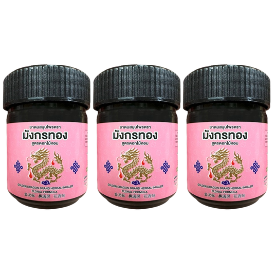 Golden Dragon - Herbal Inhaler Foral Formula Pink (Pack of 3) - Made in Thailand
