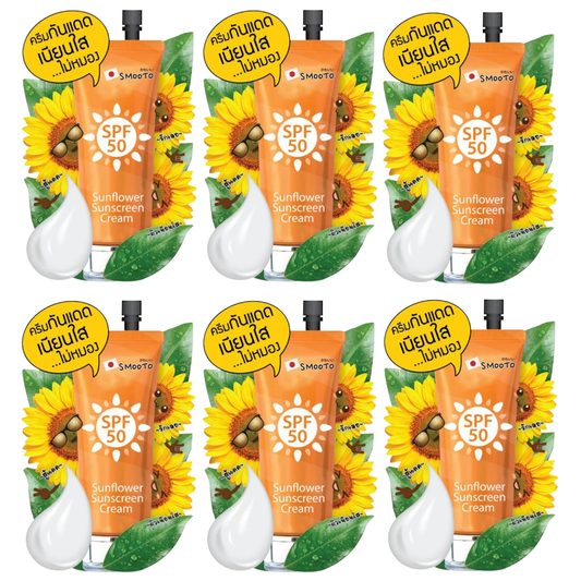 Smooto - Sunflower Sunscreen Cream SPF 50 8g. (Pack of 6)