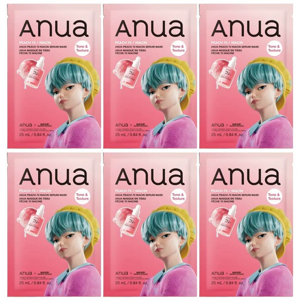 Anua - Kpop Demon Hunters Peach 70 Niacin Serum Mask 25ml. (Pack of 6)