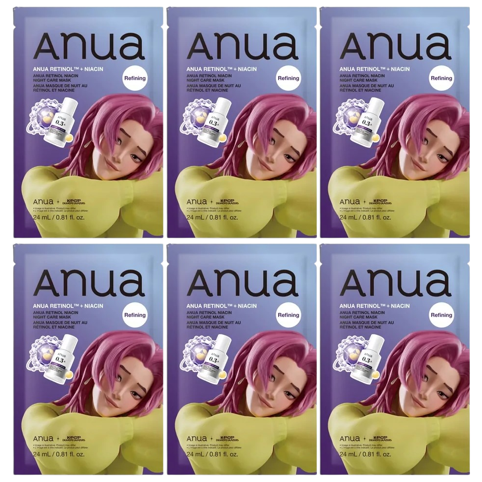 Anua - Kpop Demon Hunters Retinol Niacin Night Care Mask 24ml. (Pack of 6)