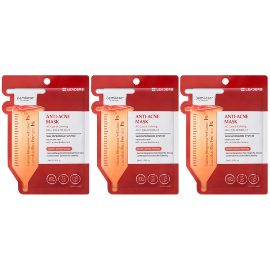 Leaders - Anti-Acne Face Mask with Garcinia Mangostana Peel Extract and SentellaSome Solution 28ml. (Pack of 3)