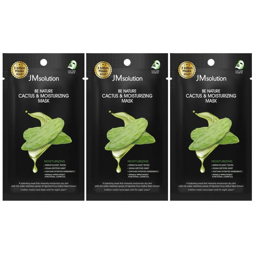 JM Solution - Be Nature Cactus & Moisturizing Mask 24ml. (Pack of 3)