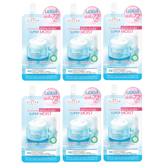 Sistar - Aqua & White Double Repair Moisturizing Cream 8g. (Pack of 6)