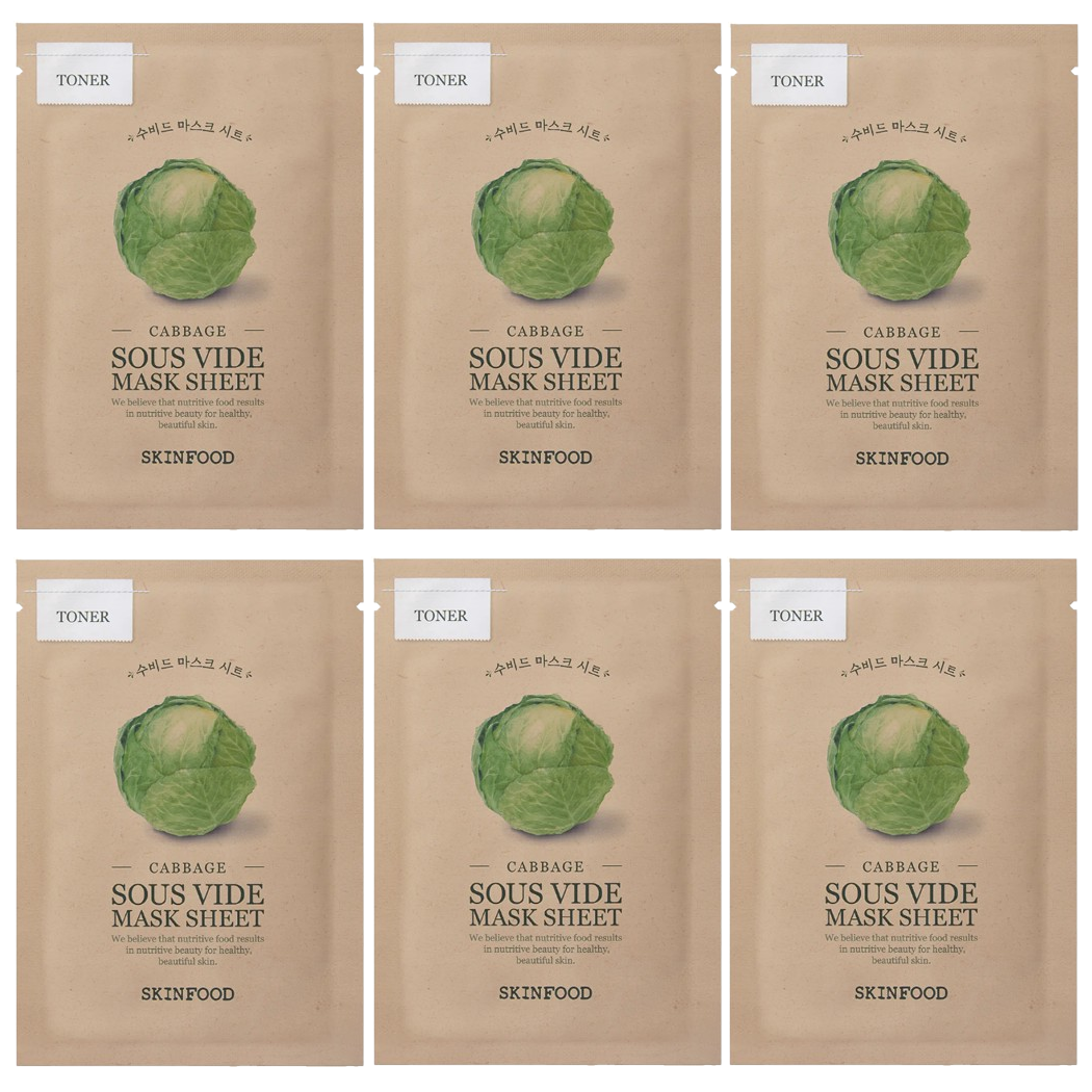 Skinfood - Cabbage Sous Vide Mask Sheet 18g. (Pack of 6)