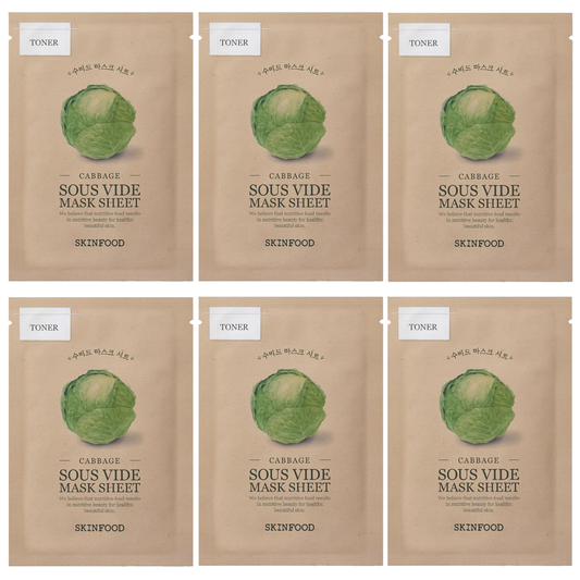 Skinfood - Cabbage Sous Vide Mask Sheet 18g. (Pack of 6)