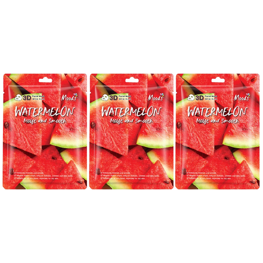 Moods Skin Care - Watermelon Moist And Smooth 3D Facial Mask 38ml. (Pack of 3)