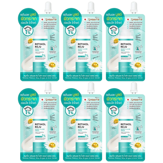 Smooto - Retinol Reju Bright & Acne Serum with Niacinamide and 7X Ceramide 7g. (Pack of 6)