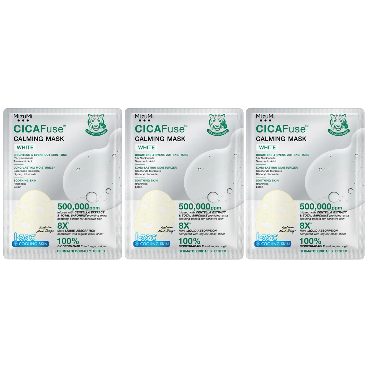 MizuMi - CICAFuse Calming Mask White 30ml. (Pack of 3)