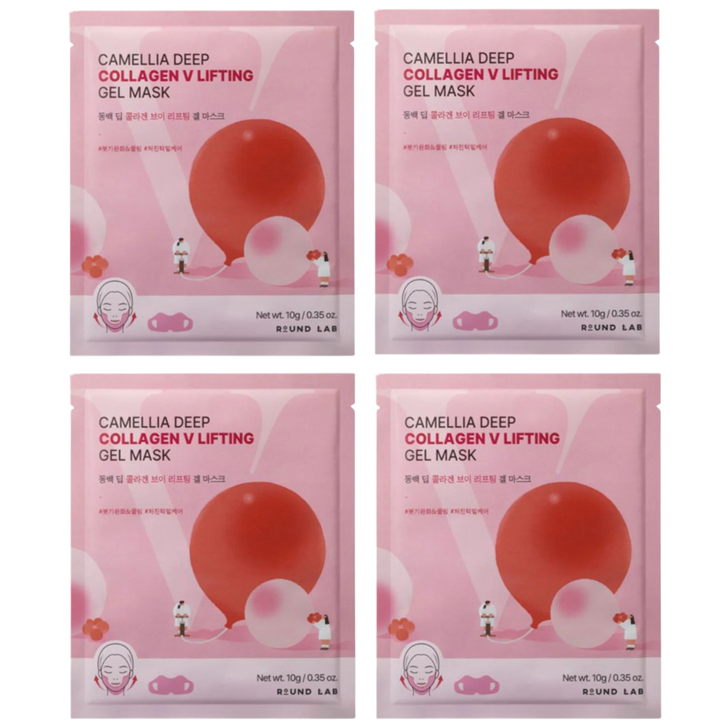 Round Lab - Camellia Deep Collagen V Lifting Gel Mask 34g. (Pack of 4)