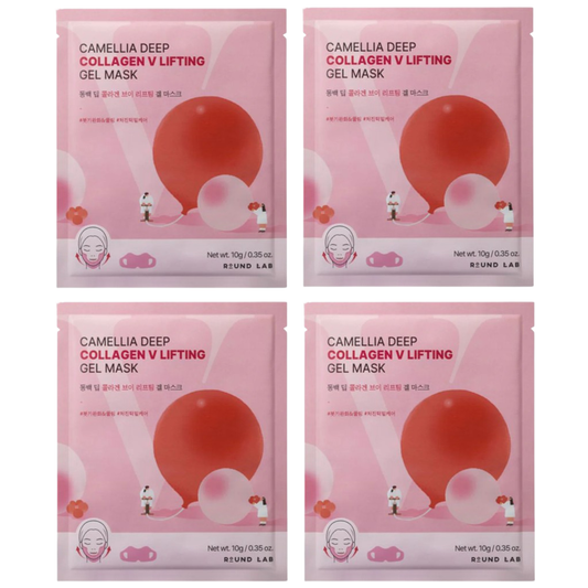 Round Lab - Camellia Deep Collagen V Lifting Gel Mask 34g. (Pack of 4)