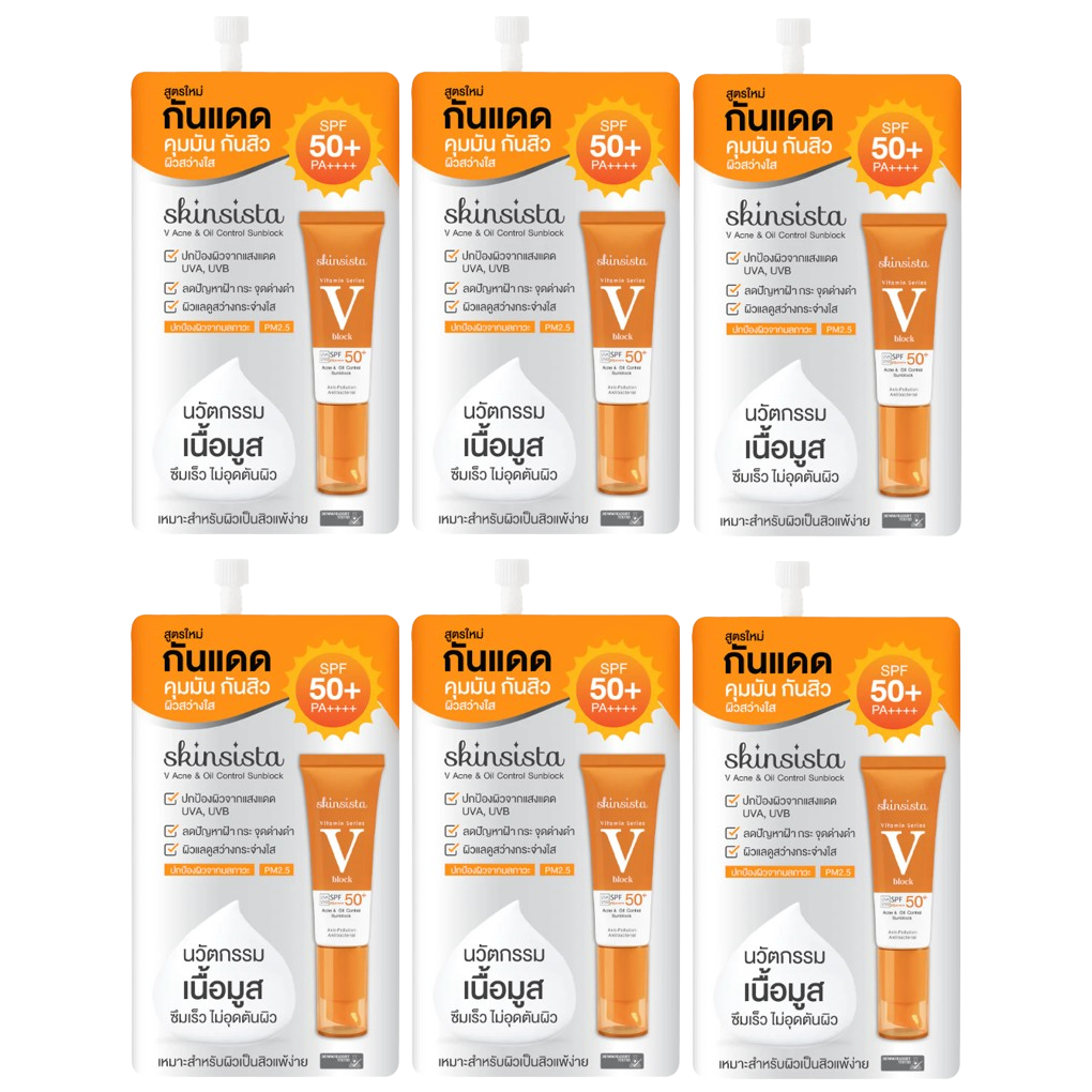 Skinsista - V Acne & Oil Control Sunblock SPF50+ PA++++ 5g. (Pack of 6)