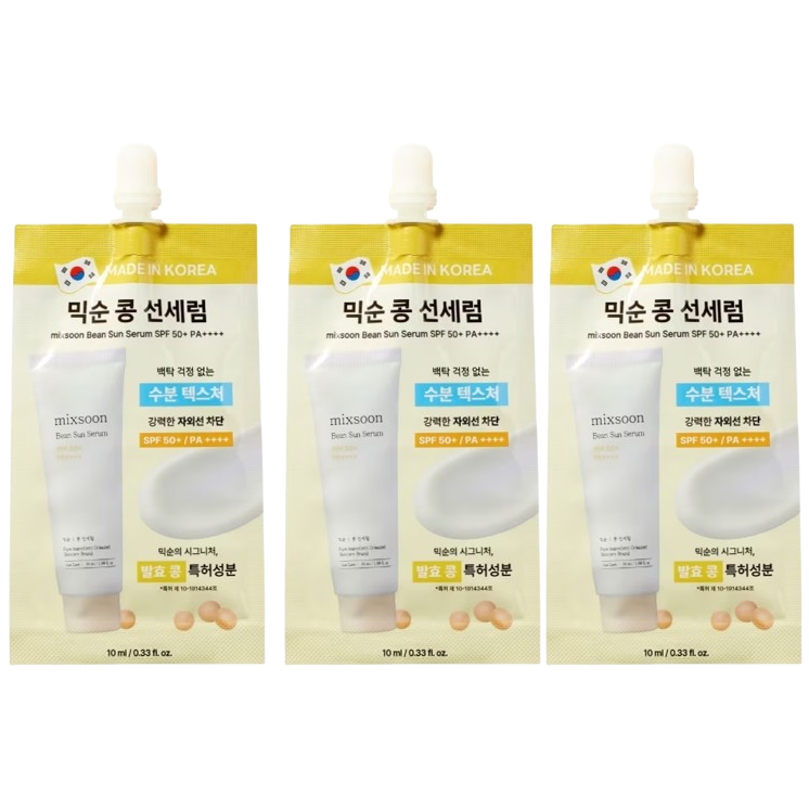 Mixsoon - Bean Sun Serum SPF 50+ PA ++++ 10ml. (Pack of 3)