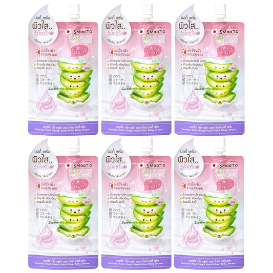 Smooto - Aloe + Gluta + Collagen Aloe Vera Aura White Body Serum 50g. (Pack of 6)