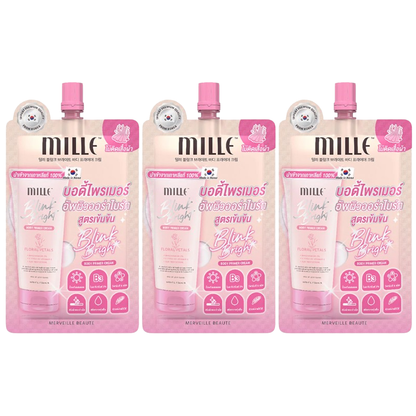 Mille - Blink Bright Body Primer Cream 15g. (Pack of 3)