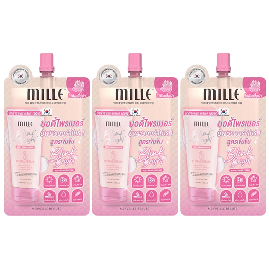 Mille - Blink Bright Body Primer Cream 15g. (Pack of 3)