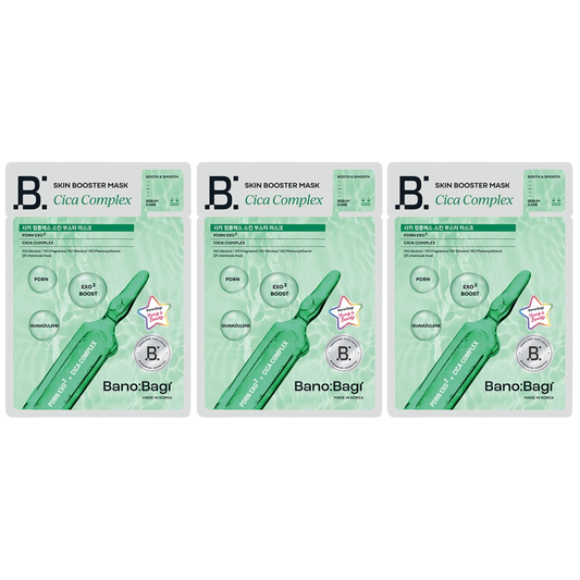 Banobagi - Cica Complex Skin Booster Mask with Guaiazulene,PDRN and Exo2 Boost 25ml. (Pack of 3)