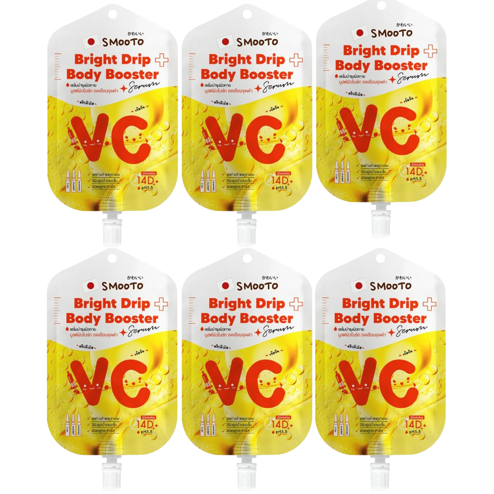 Smooto - VC Bright Drip Body Booster Serum with Vit C, Arbutin and Ceramide 50g. (Pack of 6)
