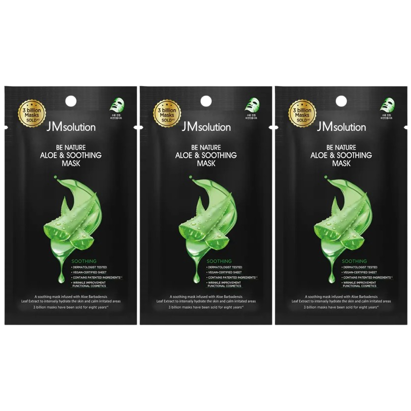 JM Solution - Be Nature Aloe & Soothing Mask 24ml. (Pack of 3)