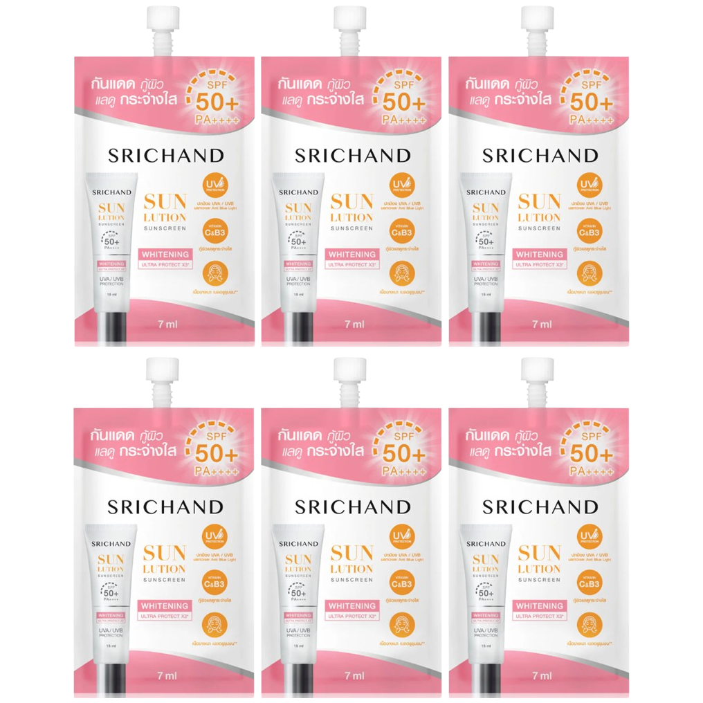 Srichand - Sunlution Skin Whitening Sunscreen SPF50+ PA++++ 7ml. (Pack of 6)
