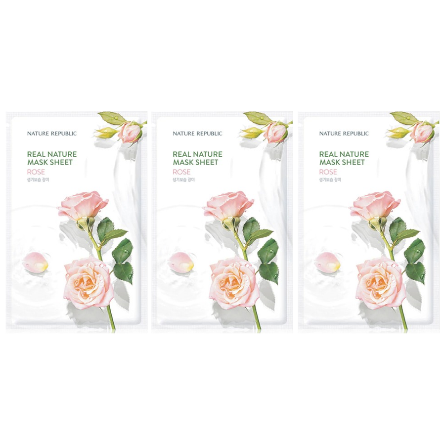 Nature Republic - Rose Real Nature Mask Sheet 23ml. (Pack of 3)