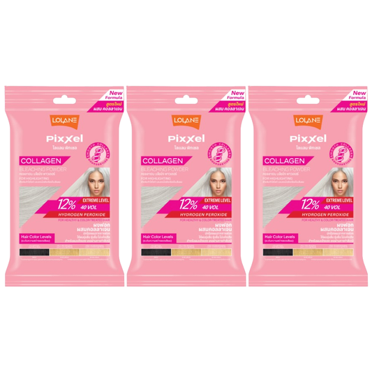 Lolane - Pixxel Collagen Bleaching Powder Extreme Level 15g. (Pack of 3)