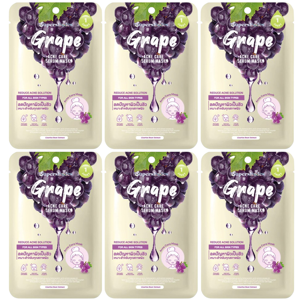 SuperShades - Grape Acne Care Serum Mask 25g. (Pack of 6)