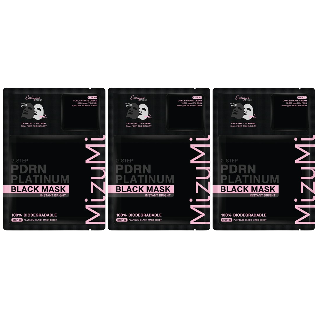 MizuMi - PDRN Platinum Black Mask Instant Bright (Pack of 3)