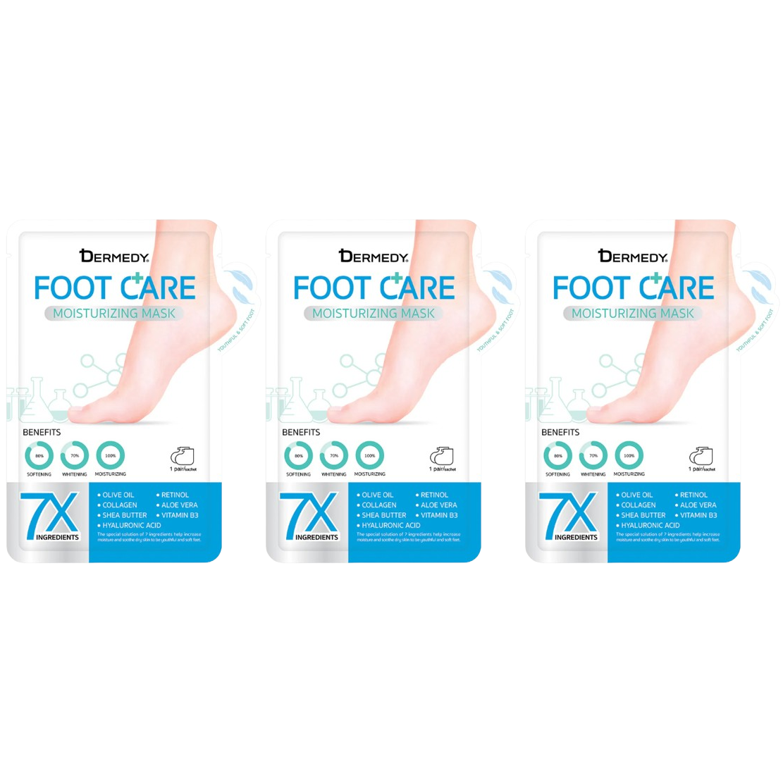 Dermedy - Foot Care Moisturizing Mask for Foot 1 Pair (Pack of 3)