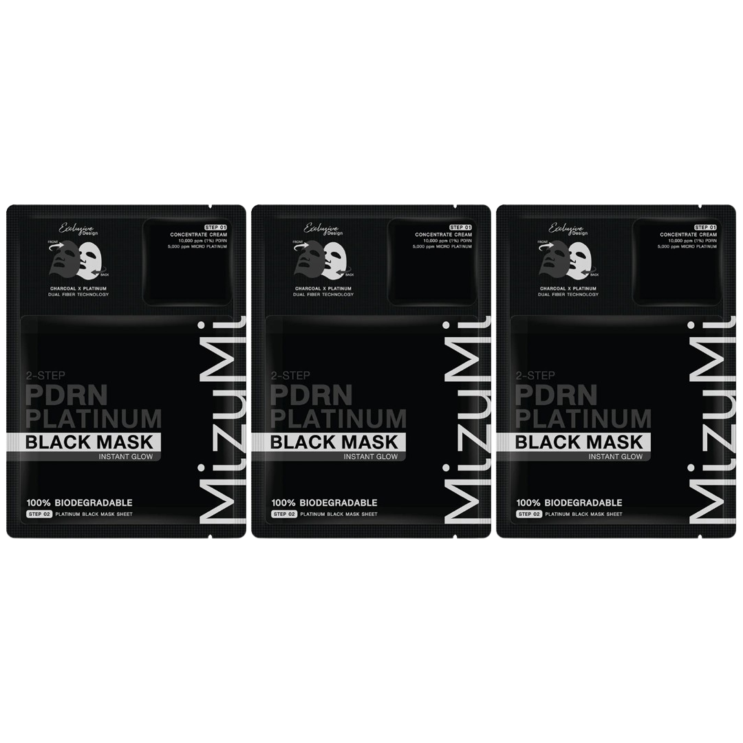 MizuMi - PDRN Platinum Black Mask Instant Glow (Pack of 3)