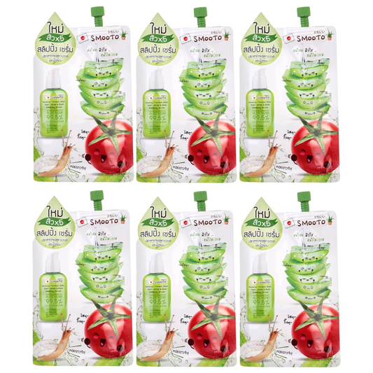 Smooto - Tomato Aloe Snail White & Acne Sleeping Serum 10ml. (Pack of 6)