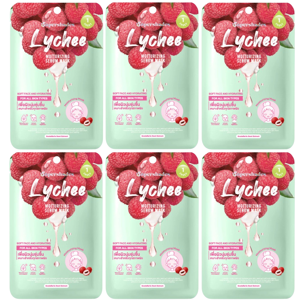 SuperShades - Lychee Moisturizing Serum Mask 25g. (Pack of 6)