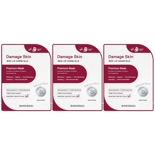 Banobagi - Damage Skin Premium Mask - Whitening, Ageless, Pore Minimizing, Hydrating and Chemicals Free 25ml. (Pack of 3)