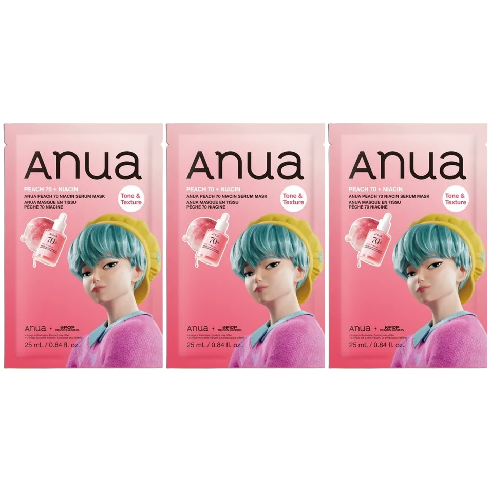 Anua - Kpop Demon Hunters Peach 70 Niacin Serum Mask 25ml. (Pack of 3)