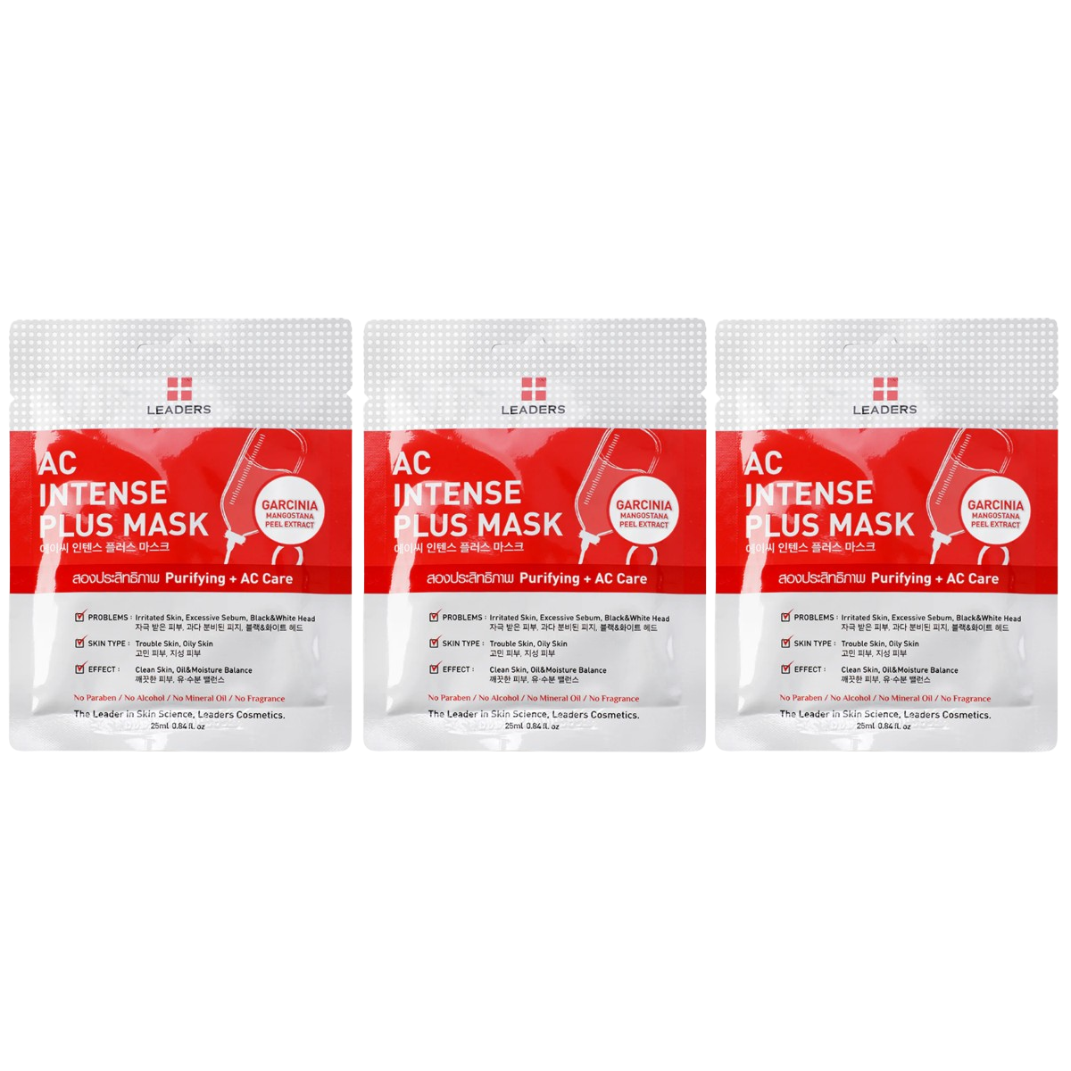 Leaders - AC Intense Plus Face Mask with Purifying + AC Care 25ml. (Pack of 3)