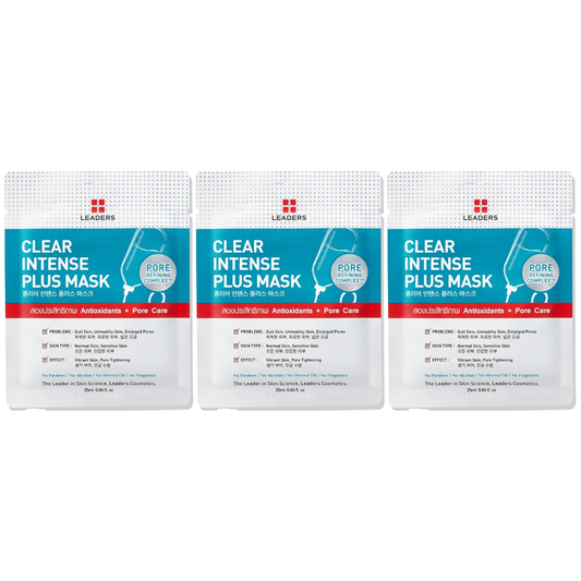 Leaders - Clear Intense Plus Face Mask with Antioxidants + Pore Care 25ml. (Pack of 3)
