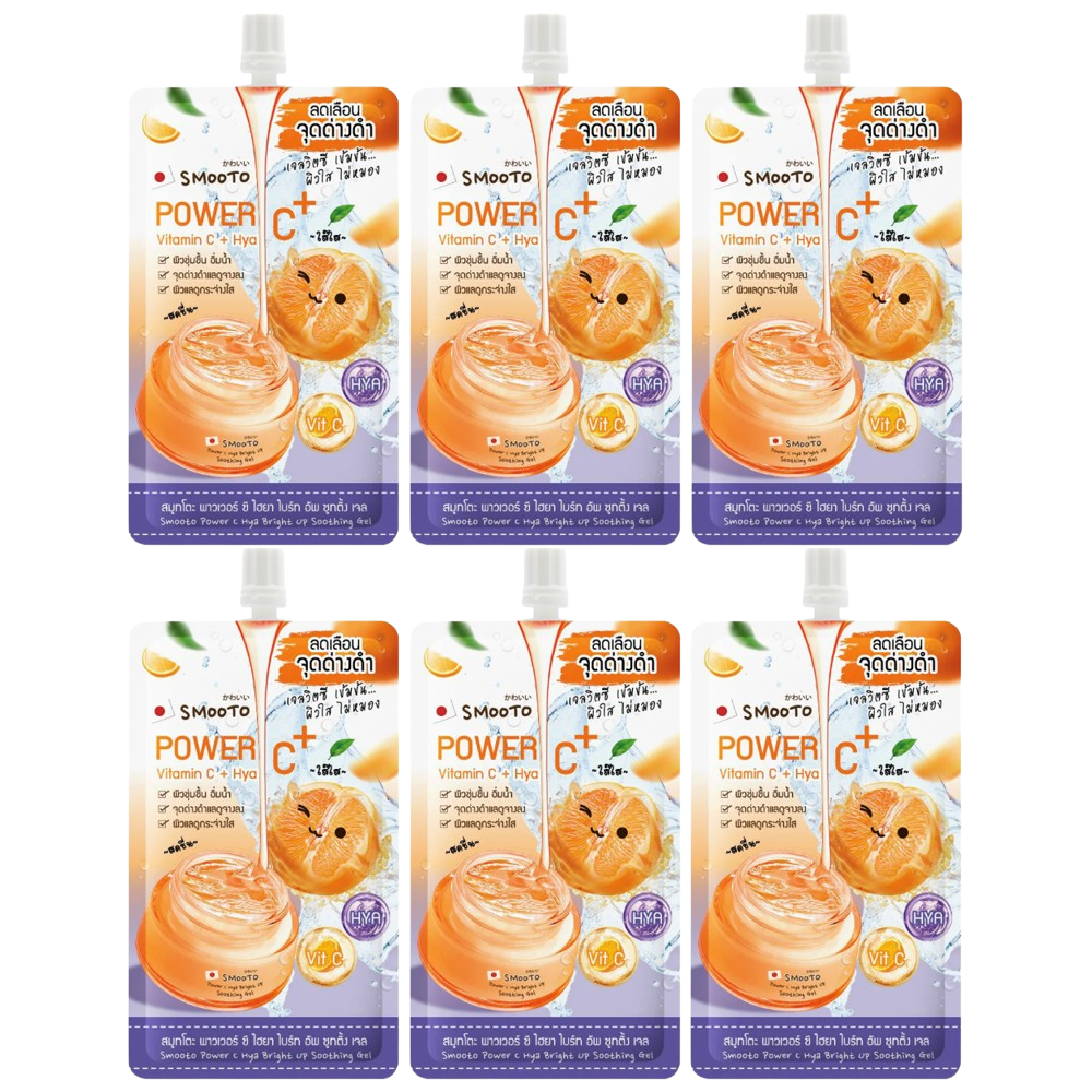 Smooto - Orange Power C+ Hya Bright Up Soothing Gel 30g. (Pack of 6)