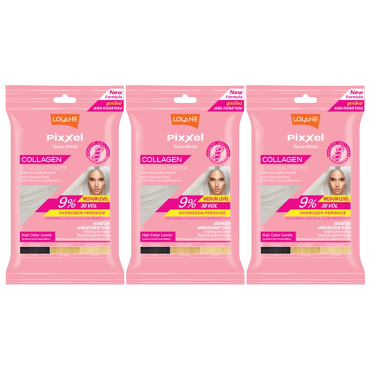 Lolane - Pixxel Collagen Bleaching Powder Medium Level 15g. (Pack of 3)