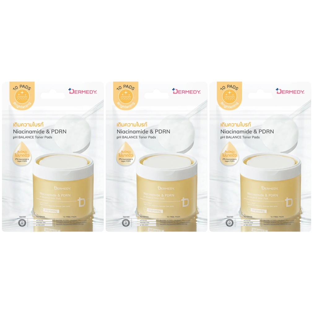 Dermedy - Niacinamide & PDRN pH Balance Toner Pad 25g. (Pack of 3 x 10 Pads)