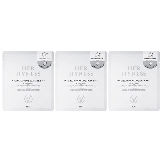 Her Hyness - Instant Youth Aox Platinum Mask with Royal Jelly, Caviar Extract & Collagen 22ml. (Pack of 3)