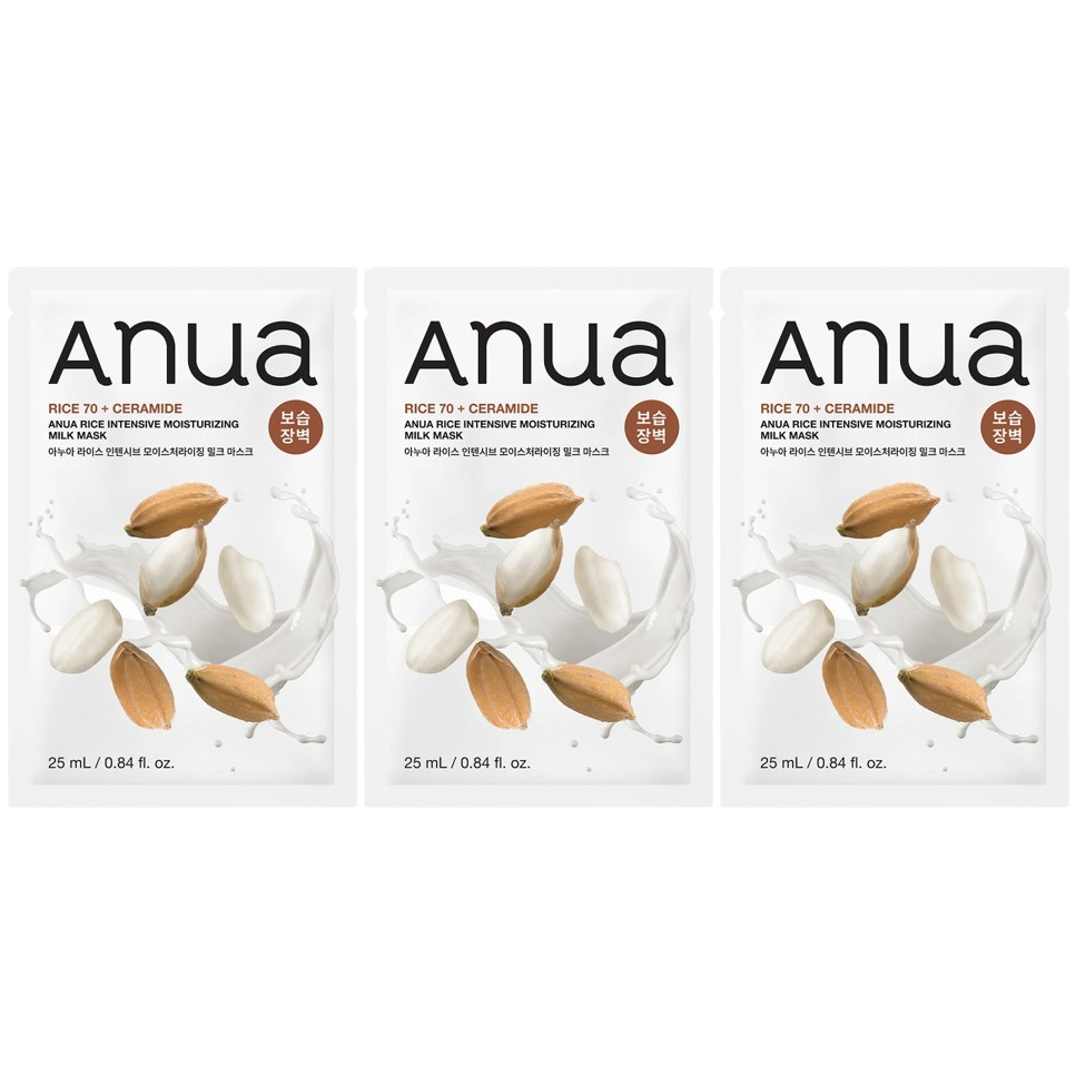 Anua - Rice Intensive Moisturizing Milk Mask 25ml. (Pack of 3)