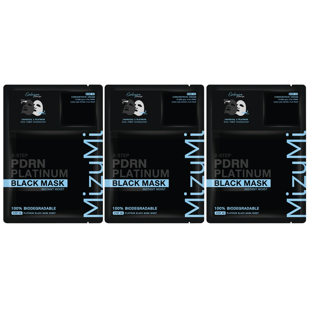 MizuMi - PDRN Platinum Black Mask Instant Moist (Pack of 3)