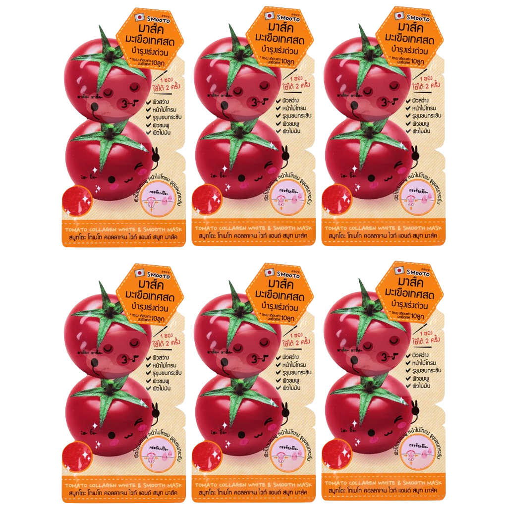 Smooto - Tomato Collagen White & Smooth Mask 10g. (Pack of 6)