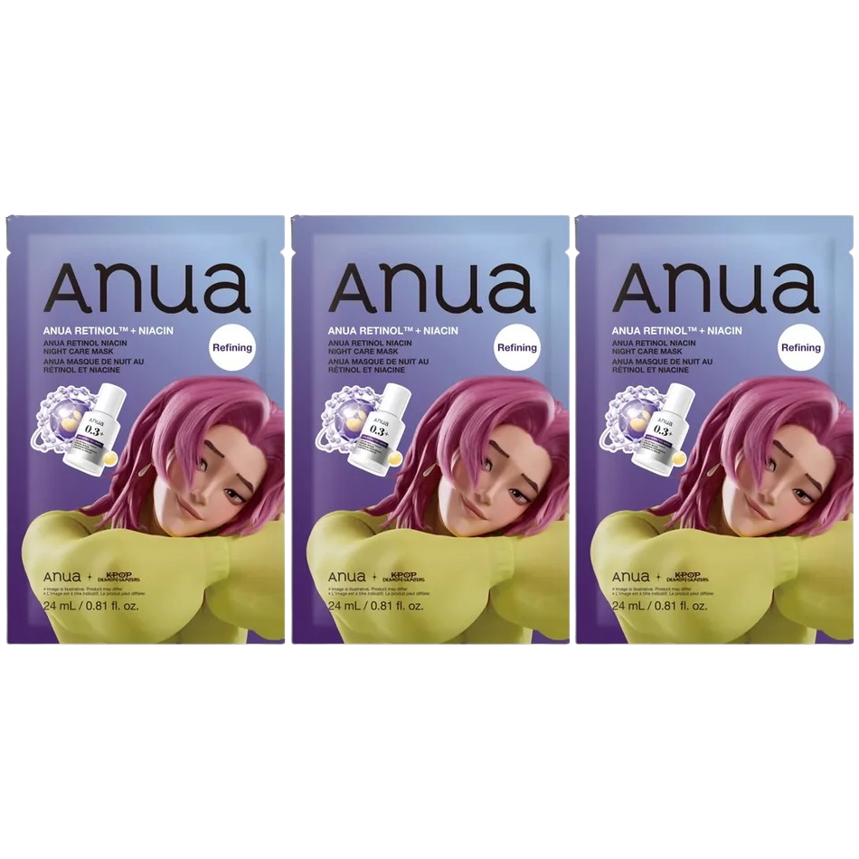 Anua - Kpop Demon Hunters Retinol Niacin Night Care Mask 24ml. (Pack of 3)