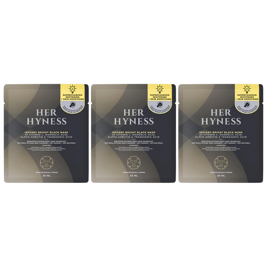 Her Hyness - Instant Bright Black Mask with 3X Vitamin C, Mandelic Acid, Alpha-Arbutin & Tranexamin Acid 25ml. (Pack of 3)