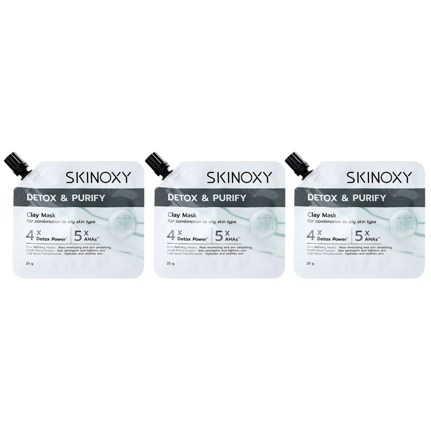 Skinoxy - Detox & Purify Clay Mask 25g. (Pack of 3)