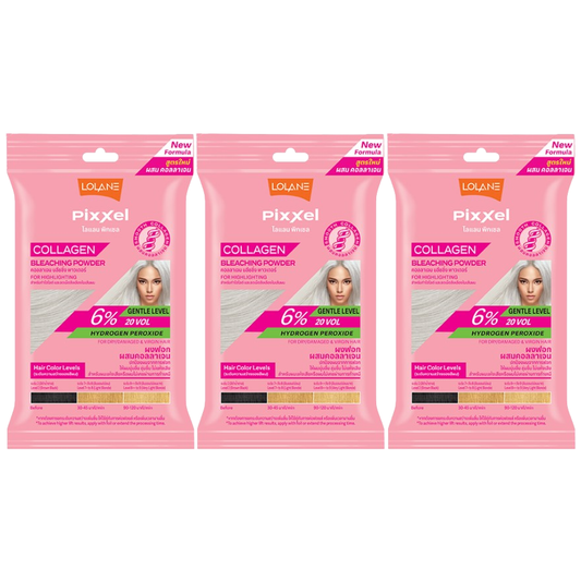 Lolane - Pixxel Collagen Bleaching Powder Gentle Level 15g. (Pack of 3)
