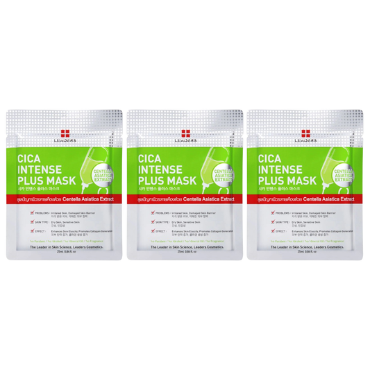 Leaders - Cica Intense Plus Face Mask with Centella Asiatica Extract 25ml. (Pack of 3)